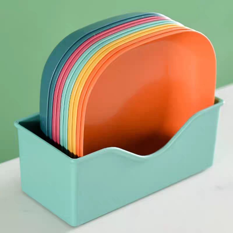 Multicolor 10-Piece Japanese Style Square Plate Set - Image 4