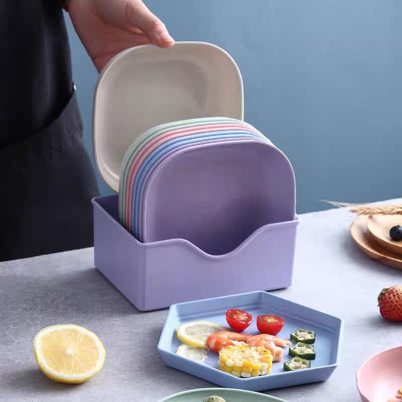 Multicolor 10-Piece Japanese Style Square Plate Set - Image 6