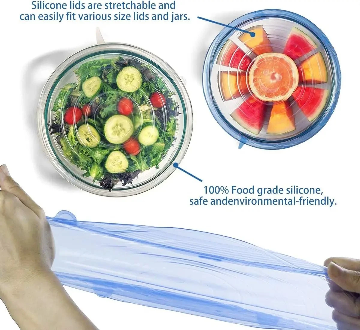 ৬ পিস সিলিকন ফুড কভার সেট – রিইউজেবল স্ট্রেচ লিডস - Image 4