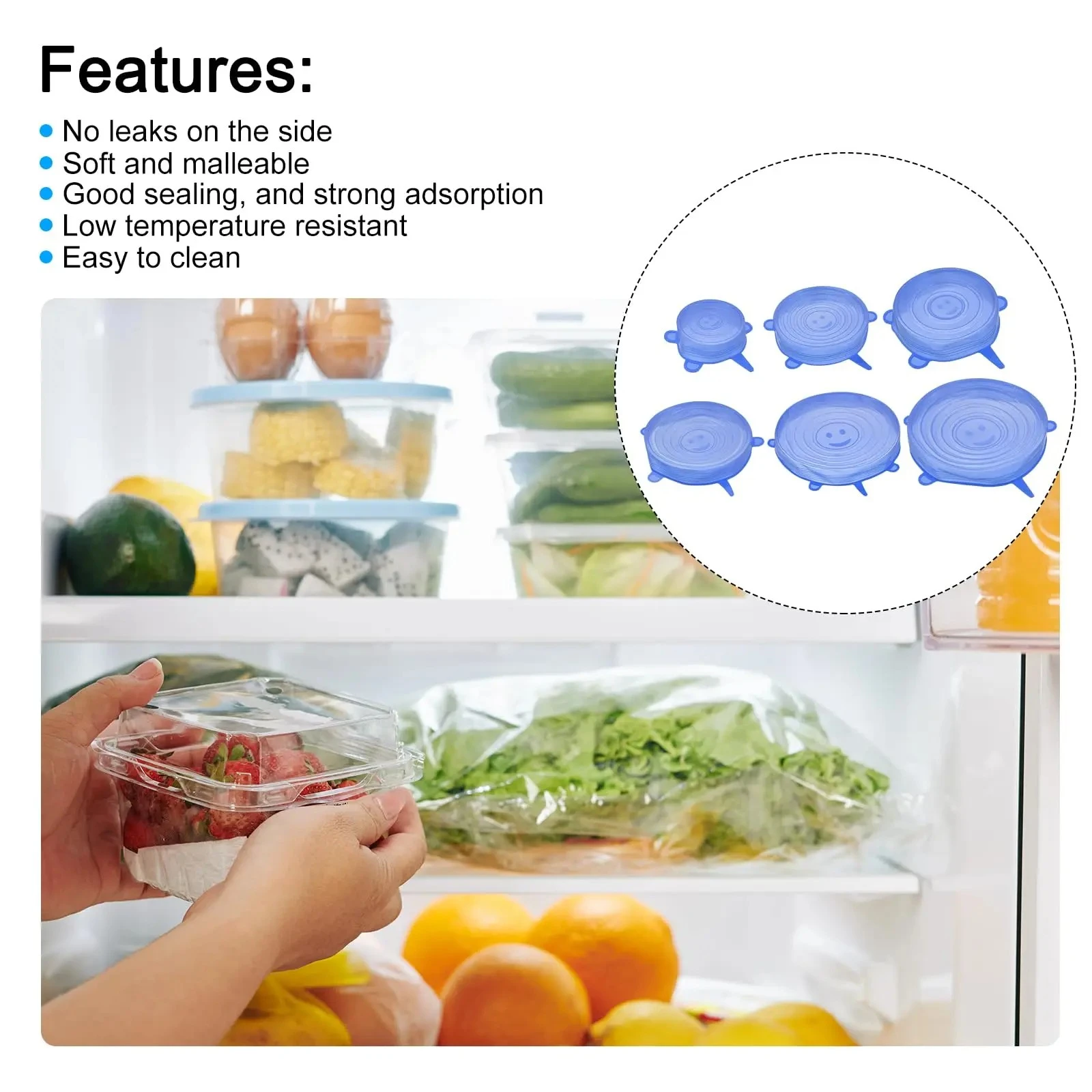৬ পিস সিলিকন ফুড কভার সেট – রিইউজেবল স্ট্রেচ লিডস - Image 6